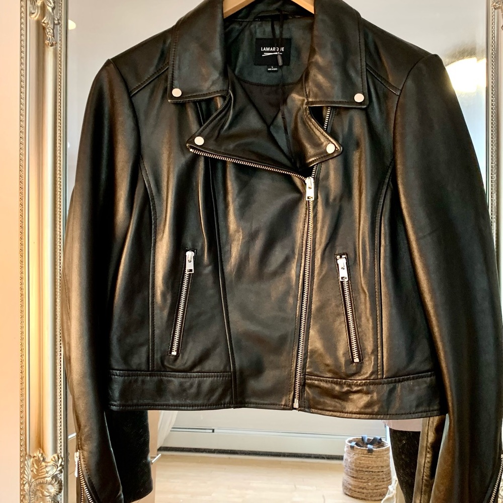 Lamarque black leather Moto jacket